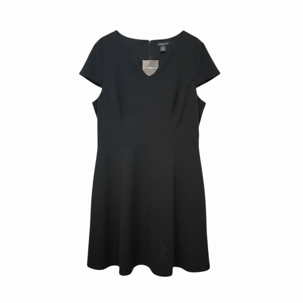 Liz Claiborne Women's Black A-Line Midi Dress w Cap Sleeves, Size 18 NWT